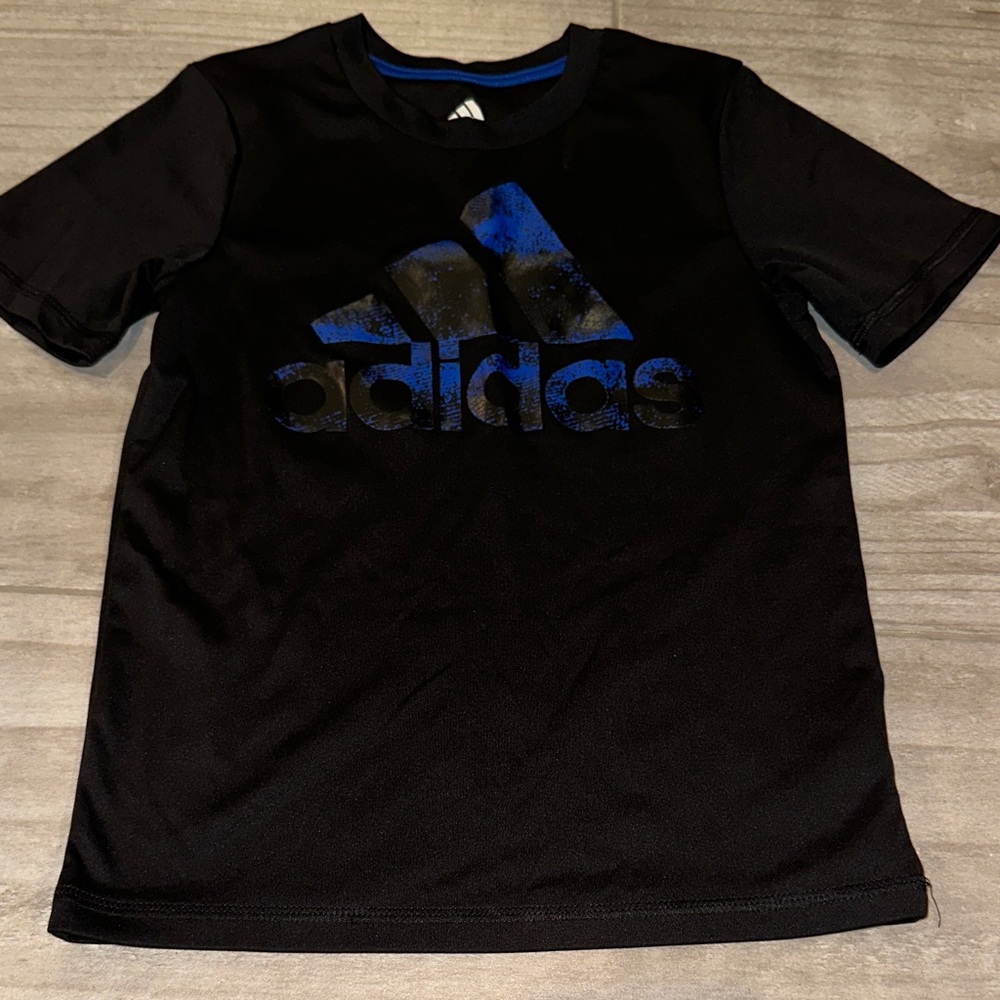 Adidas Kids Black Tee with Blue Logo